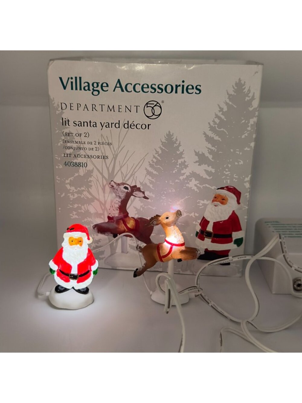 Department 56 Lit Santa Yard Decor Set of 2 Village Accessories 4038810 Battery